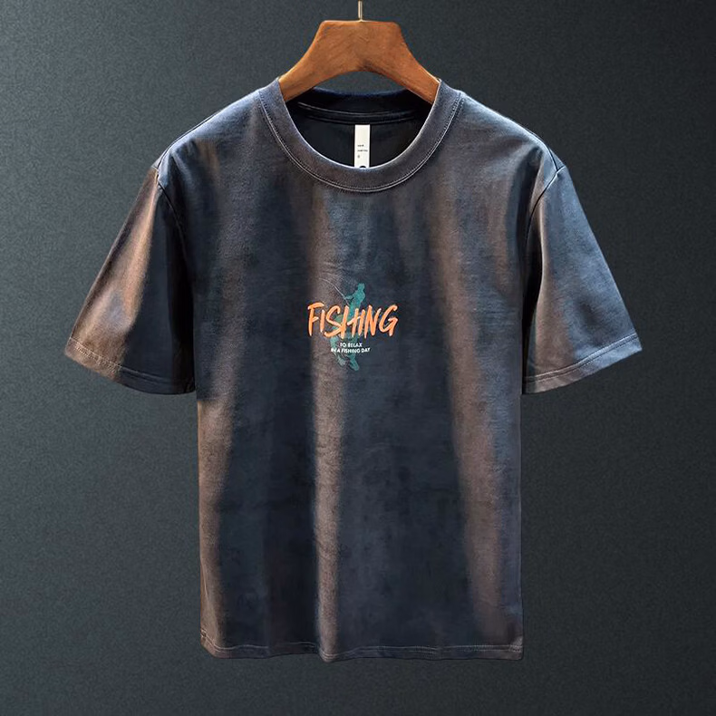 T-shirt American Loose Short-sleeved Men's Heavy Trend Printing 2026 Summer Top T-shirt Casual Half-sleeved Clothes_viptrois.com