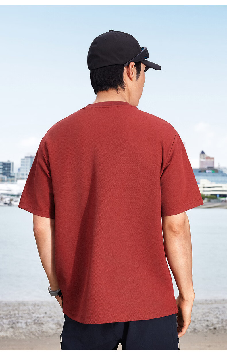 Kolumb Outdoor T-Shirt Moisture-Wicking Sun Protection Quick-Dry Loose Fit Running Fitness Short Sleeve Danxia Red M 16
