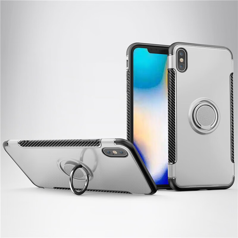 

Fecoprior Серебряный, Задняя обложка для iPhone XS Max Case Держатель для держателя жесткого ПК Силикон