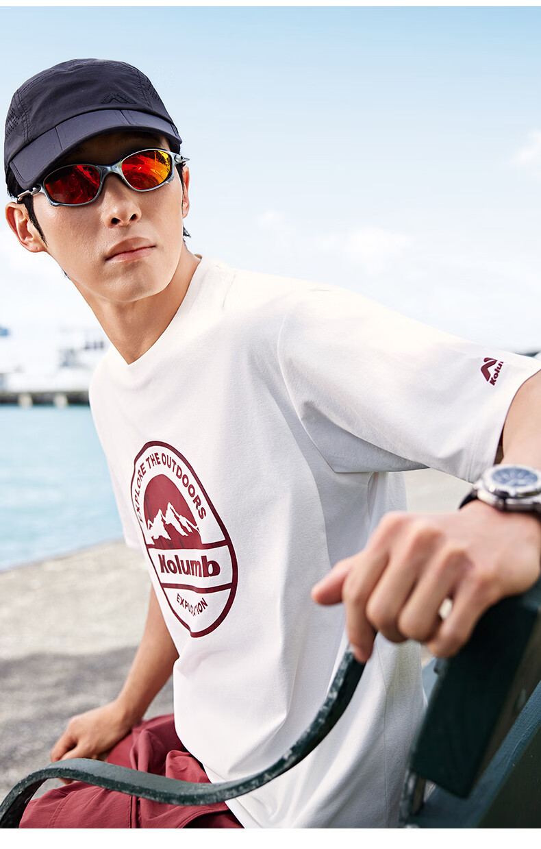 Kolumb Outdoor T-Shirt Summer Sun Protection Quick-Dry Moisture-Wicking Commuting Couple Running Fitness Short Sleeve Cloud Dance White 2XL 12