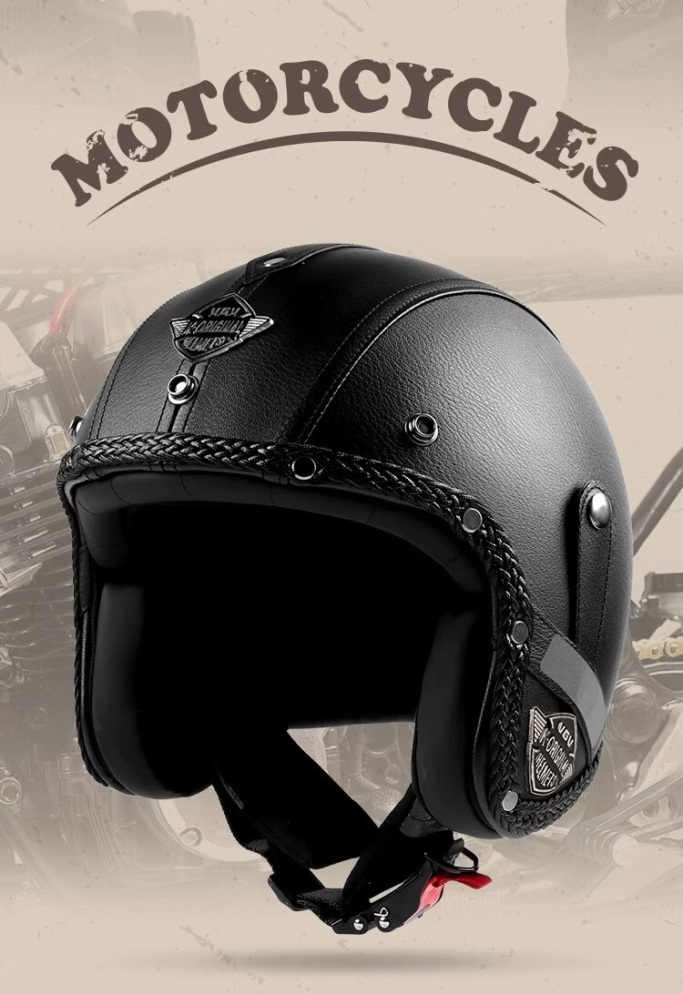 VGV 3C Certified Motorcycle Helmet, Summer Electric Bike Half Helmet, Retro Three-Quarter Helmet, Black And Gray, XL 2