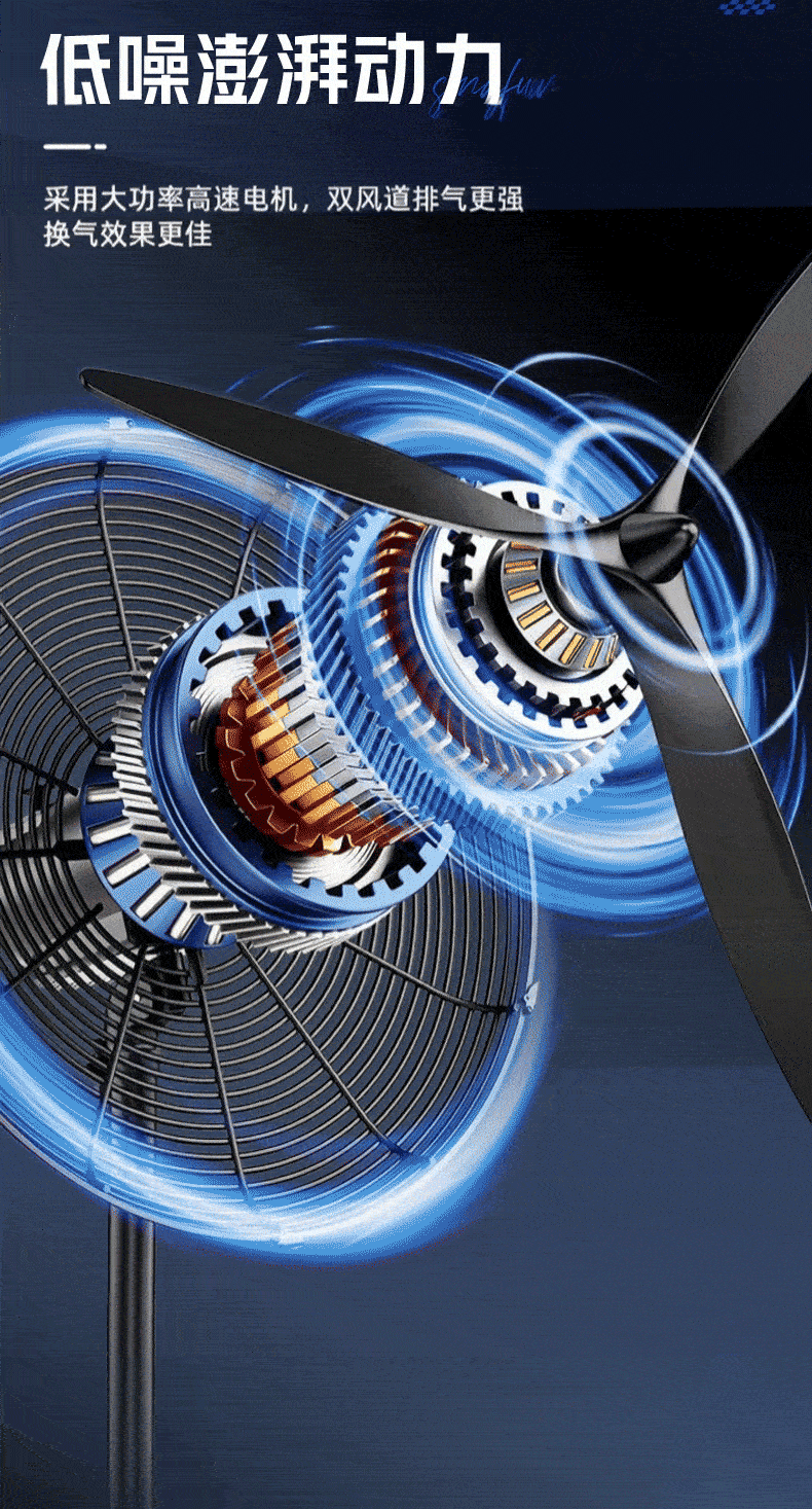 SINGFUN Industrial Fan Large Power Bull Horn Fan Commercial Floor Standing Industrial Fan 650 Plastic Blades 6