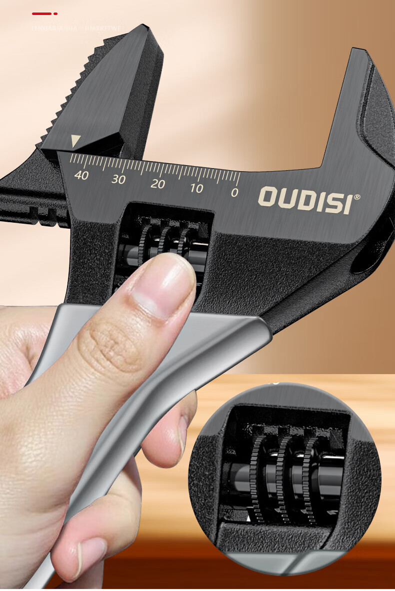 Oudis Adjustable Wrench Large Opening Universal Wrench 6-Inch Short Handle Open-End Wrench Plastic Coated Plumbing Wrench Bathroom Wrench 14