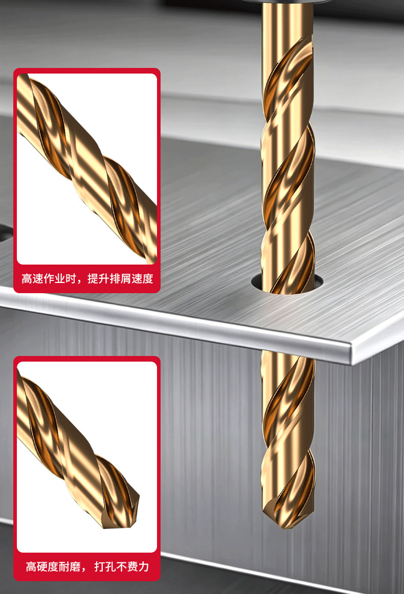 Deli 43 Twist Drill Industrial Grade Round Shank High Hardness Fast Drilling Stainless Steel Aluminum Alloy [14mm] 5 Pieces 10