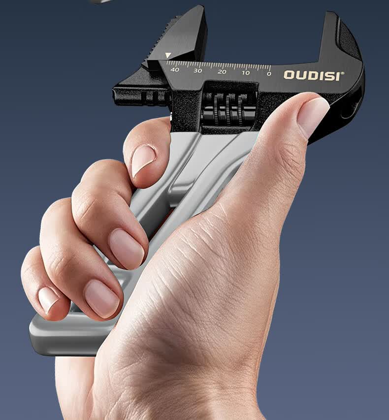 Oudis Adjustable Wrench Large Opening Universal Wrench 6-Inch Short Handle Open-End Wrench Plastic Coated Plumbing Wrench Bathroom Wrench 17