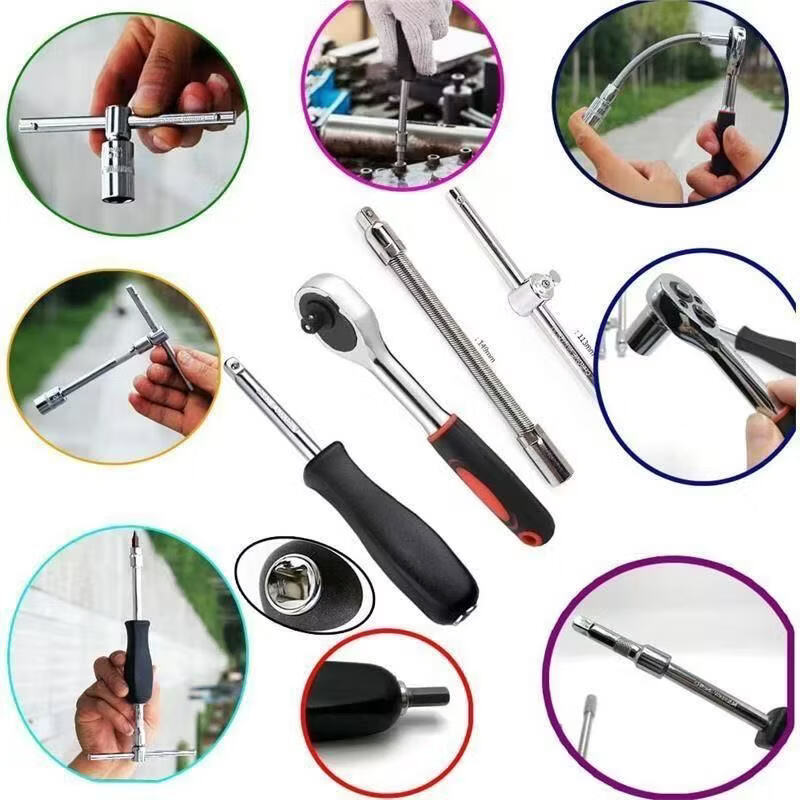 Haomai 78mm Long Black Socket 10-Piece Heavy-Duty Impact Wrench Hex Industrial Auto Repair Wrench Set HM-6007810 10