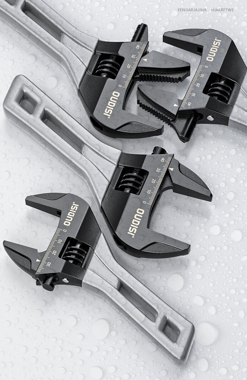 Oudis Adjustable Wrench Large Opening Universal Wrench 6-Inch Short Handle Open-End Wrench Plastic Coated Plumbing Wrench Bathroom Wrench 12