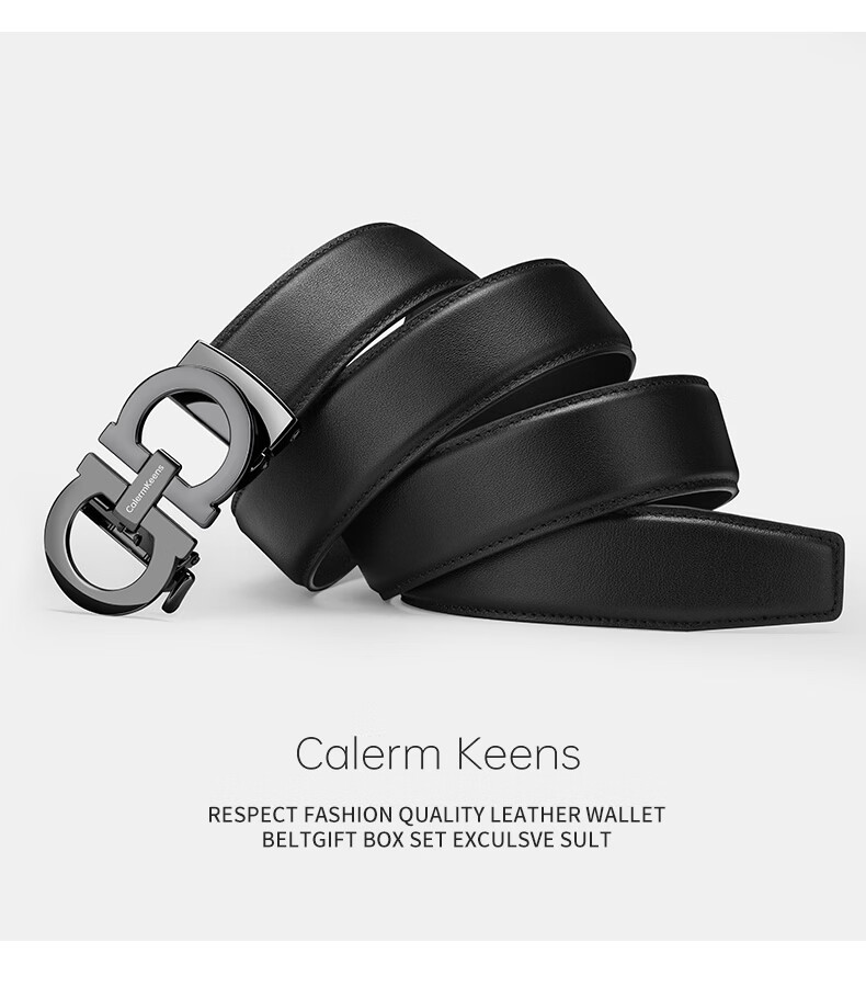 Calermkeens Men's Genuine Leather Belt 2026 New Cowhide Business Casual Automatic Buckle Waist Belt Birthday Gift 23