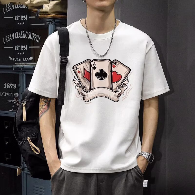 Herren T-shirt Aus Schwerer Baumwolle American Retro Rundhals_voghion.com