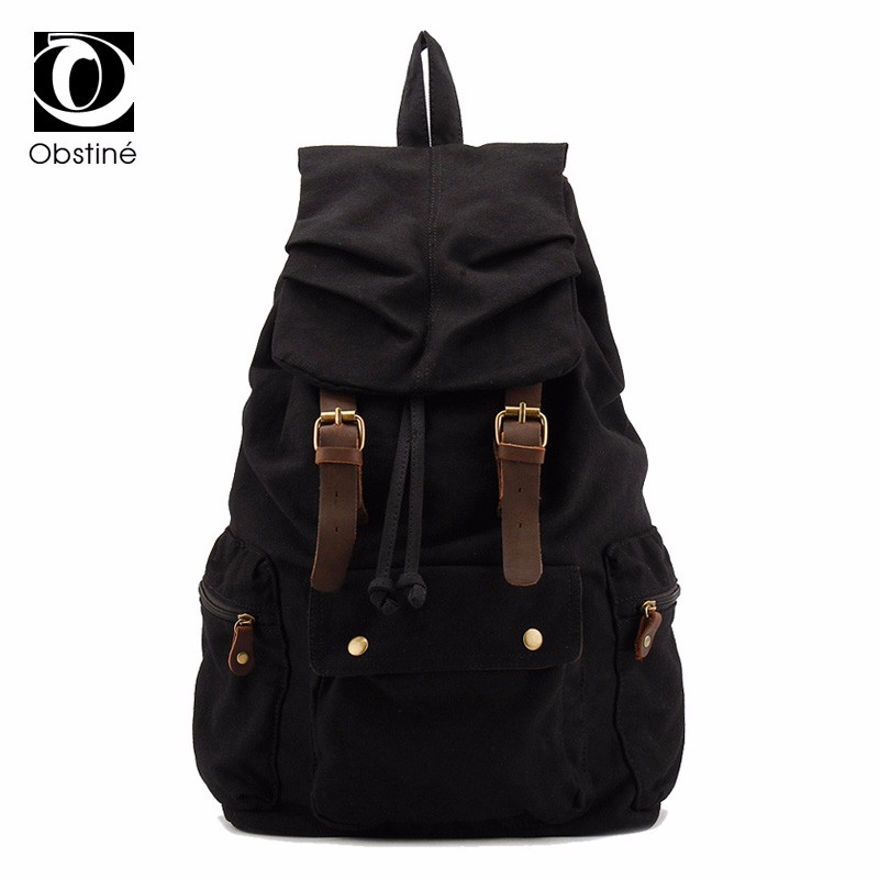 

Obstiné черный, Классический холст Рюкзак Девушки Drawstring Back Pack