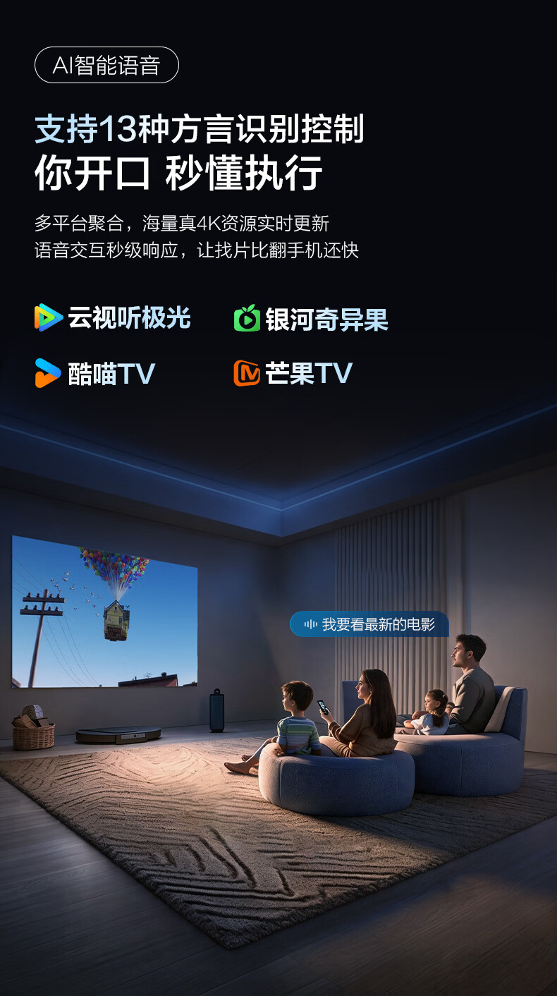 Leader海尔智能投影仪办公会议白墙自动对焦1080P高清4K解码卧室客厅家庭影院电视无线投屏2026新款白天 HP51B(4K超高清版)+专用五金三用安装支架 官方标配 商品详情图 16