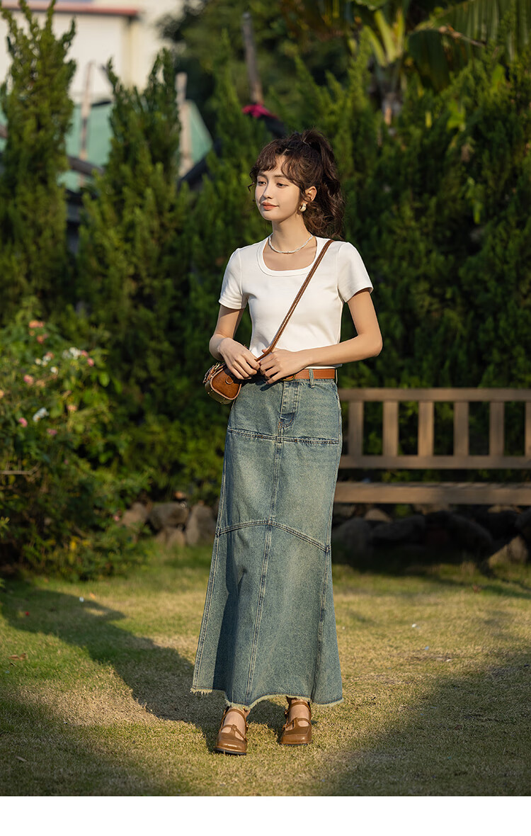 Mishow [] Women's Square Neck Short Sleeve T-Shirt 2026 Spring Summer New High-End Crop Top 21
