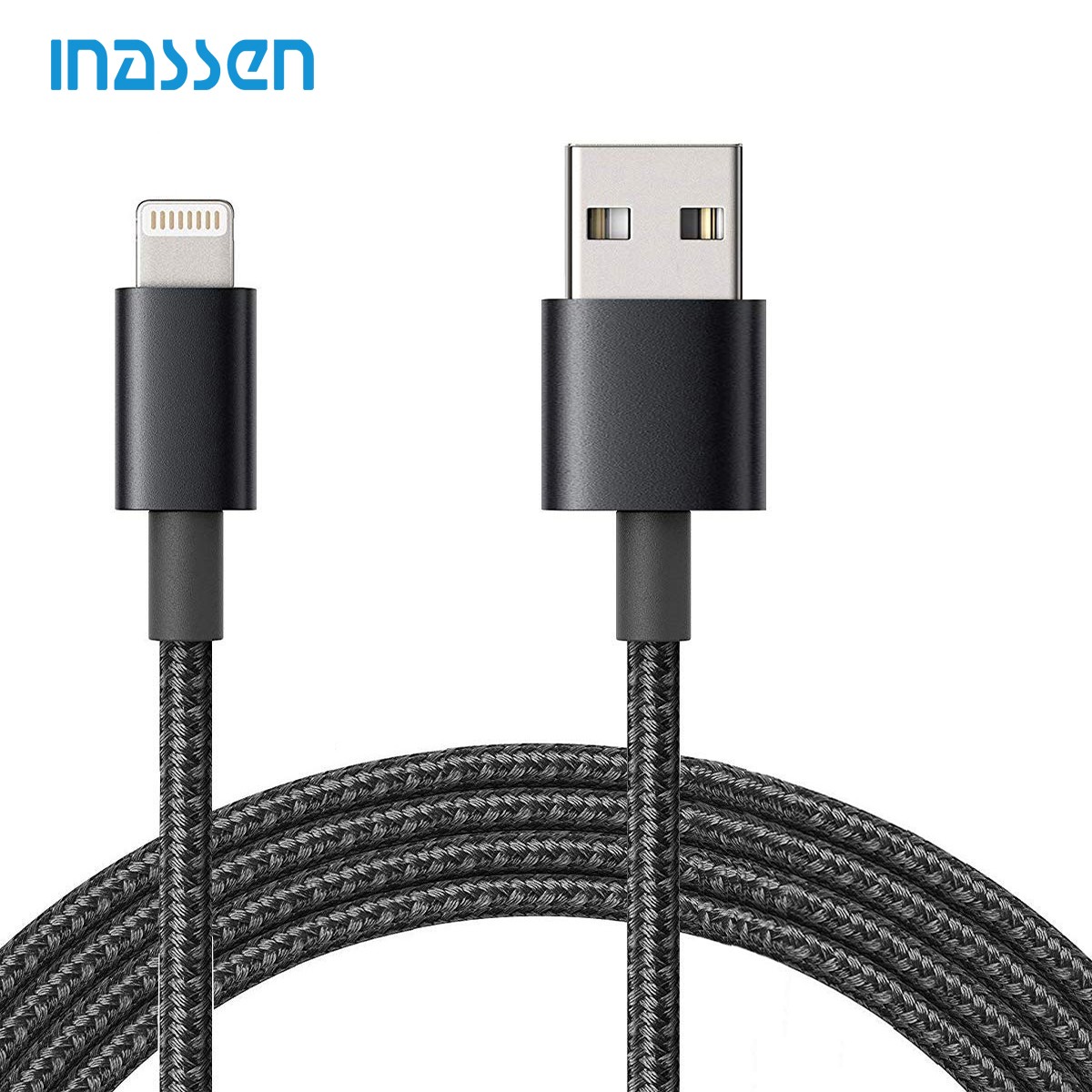 

iNassen черный 2M, iPhone USB-адаптер для кабеля Nylon Charging Cable Lightning