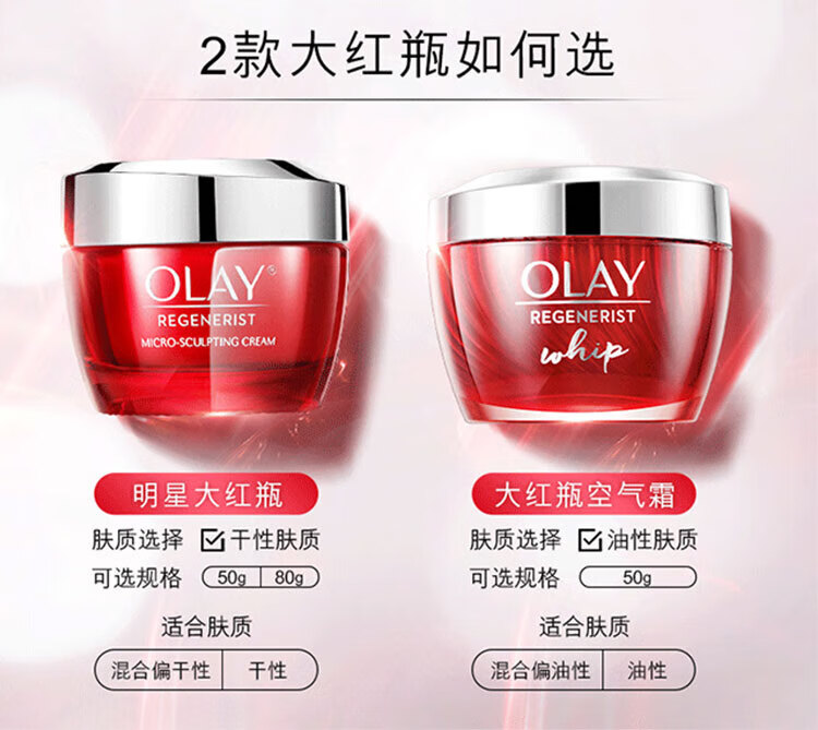 玉兰油（OLAY）大红瓶面霜50g 提拉紧致 补水保湿抗皱乳液面霜 礼物女士护肤品 实惠装 大红瓶金纯面霜 14g*2瓶