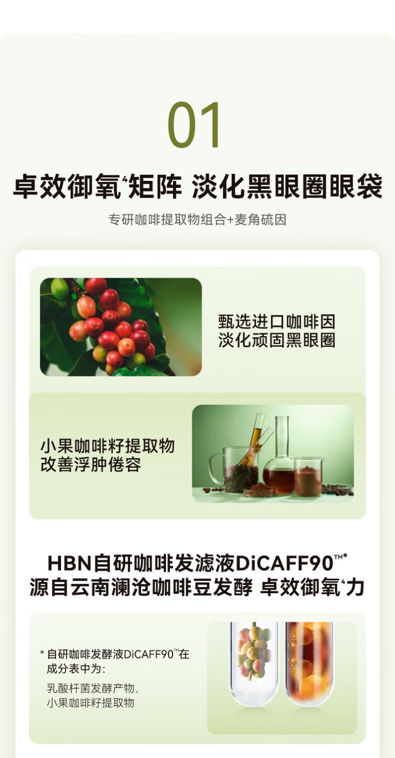 HBN护肤旅行装 补水保湿提拉紧致体验装 咖啡因眼霜3g 咖啡因眼霜3g 3g