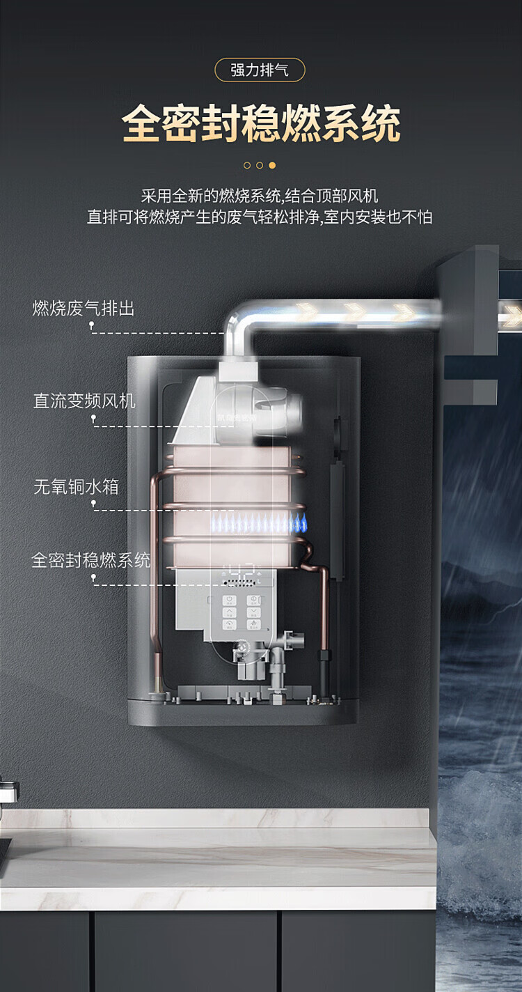 凯奇史密斯【免费上门安装】家用燃气热一级燃气能效冷水增压水器燃气一级能效16升零冷水强排式增压变频恒温一级静音卫生间洗澡用 16L 【旗舰零冷水】一厨多卫+一级能效+节能增压 天然气（12T）详情图片23