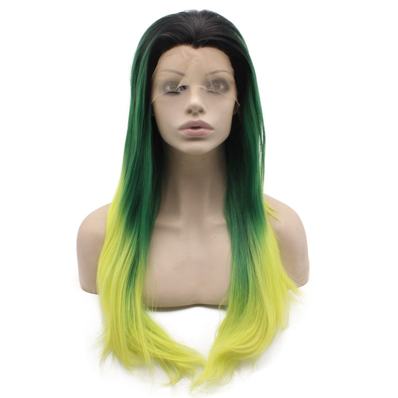 

iwona 24 inches, green lace front wig ombre