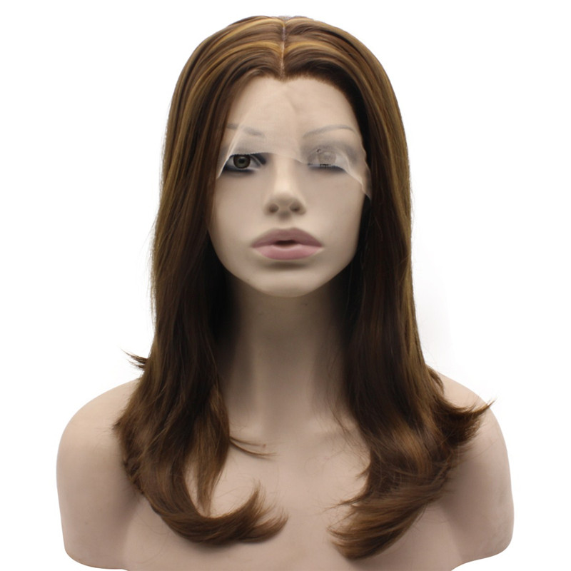 

iwona 14 inches, brown wig highlight synthetic