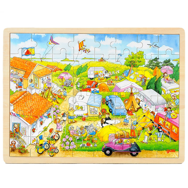 

goki Puzzle My Village 48pcs, Wooden Jigsaw Puzzle with Storage tray