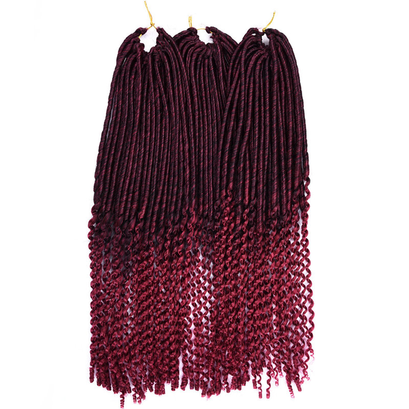 

SAMBRAID T1BBurgundy 20 inches, Faux Locs Curly