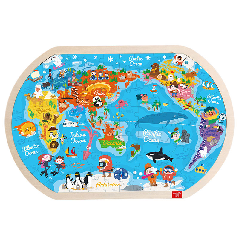 

TOI World Map808PCS, Wooden Jigsaw Puzzle with Storage tray