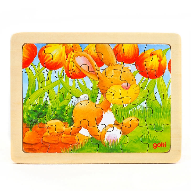 

goki Puzzle Animal rabbit24pcs, Wooden Jigsaw Puzzle with Storage tray