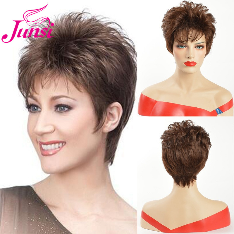 

JUNSI, Short Wave Syntheic Hair Wig