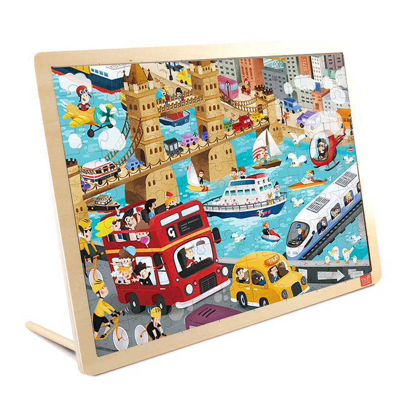 

TOI Urban Transport100PCS, Wooden Jigsaw Puzzle with Storage tray