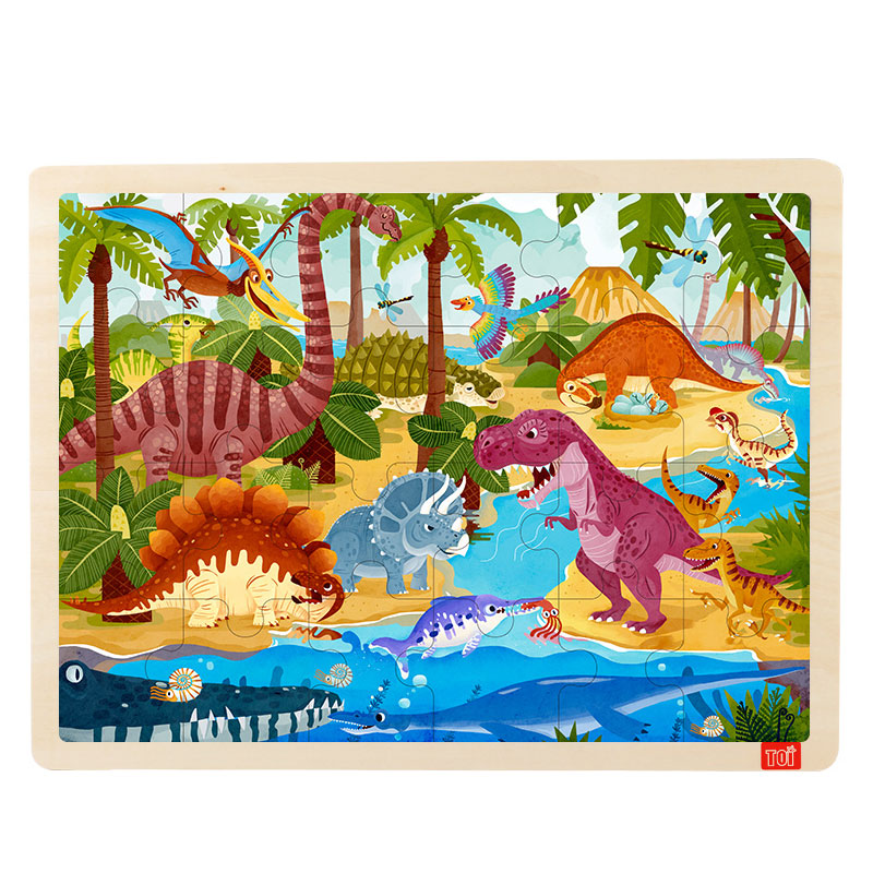 

TOI Dinosaur 24PCS, Wooden Jigsaw Puzzle with Storage tray