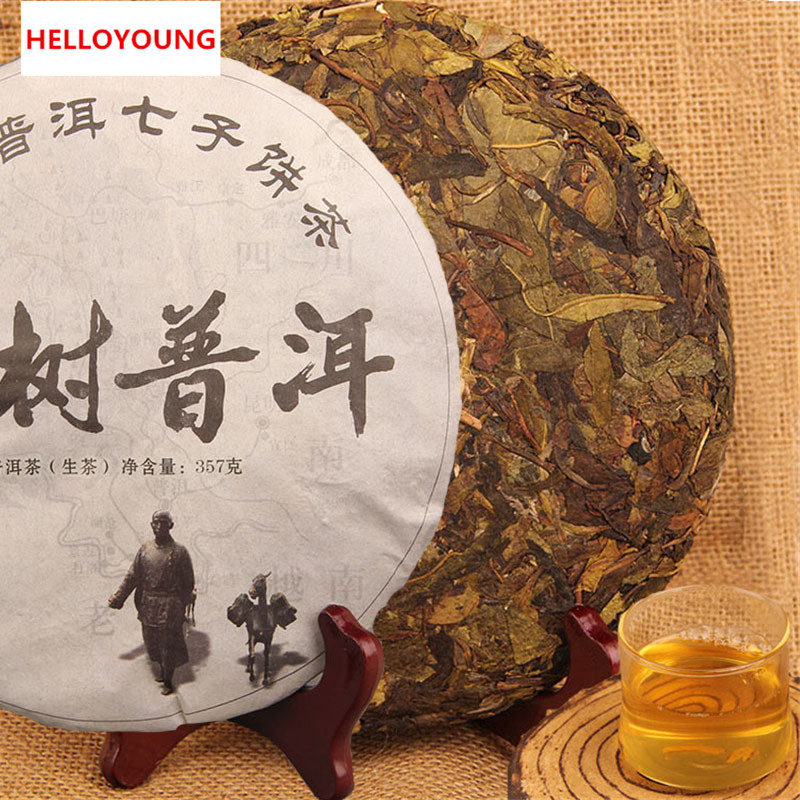 

HelloYoung, C-PE004 Китай yunnan puer tea 357g торт pu er сырой весенний чай ручной работы ферментированный