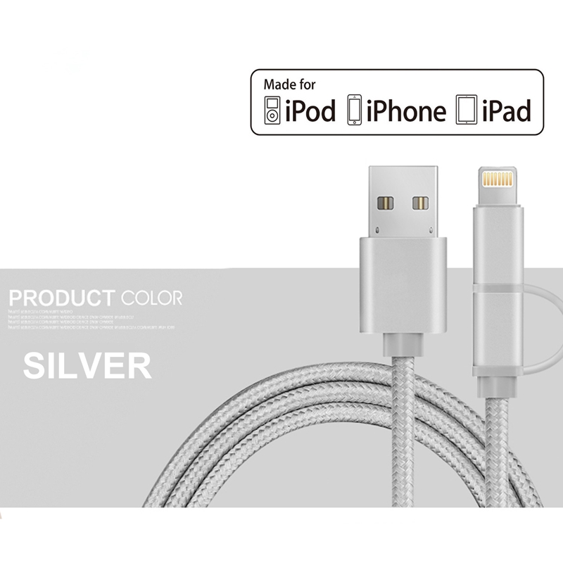 фото Кабель для iphone 5 6 7 usb zoxe серебряный 1m