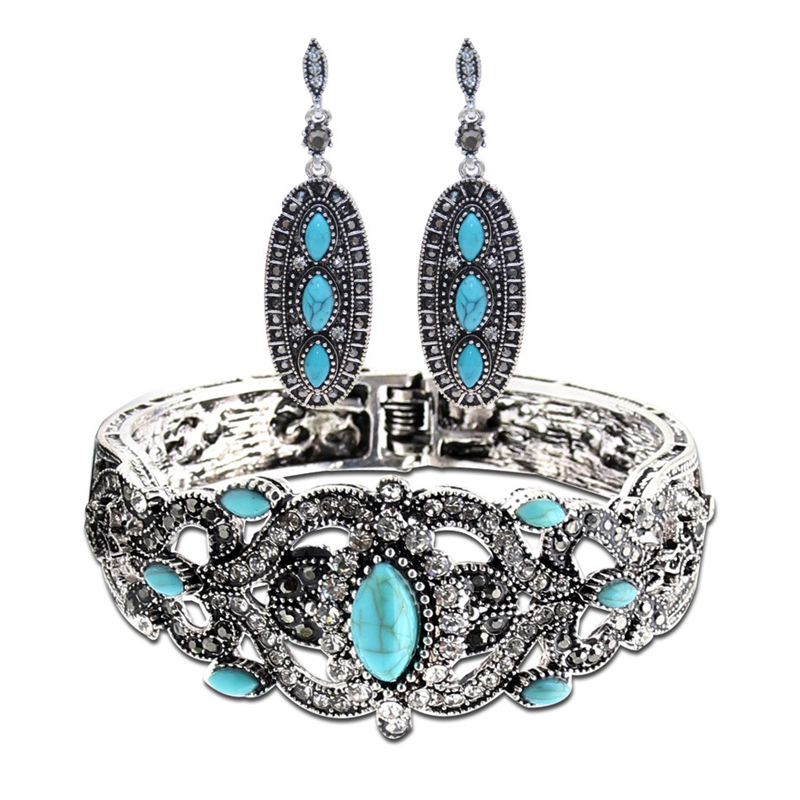 

SUNSPICE MS, Старинный античный серебряный цвет серьги Bangle ювелирные наборы