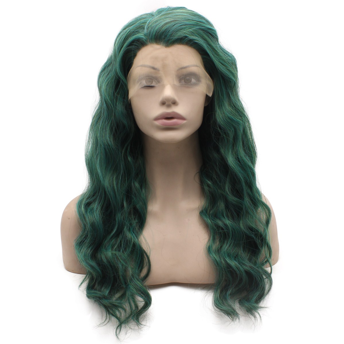 

blue wavy lace front wig