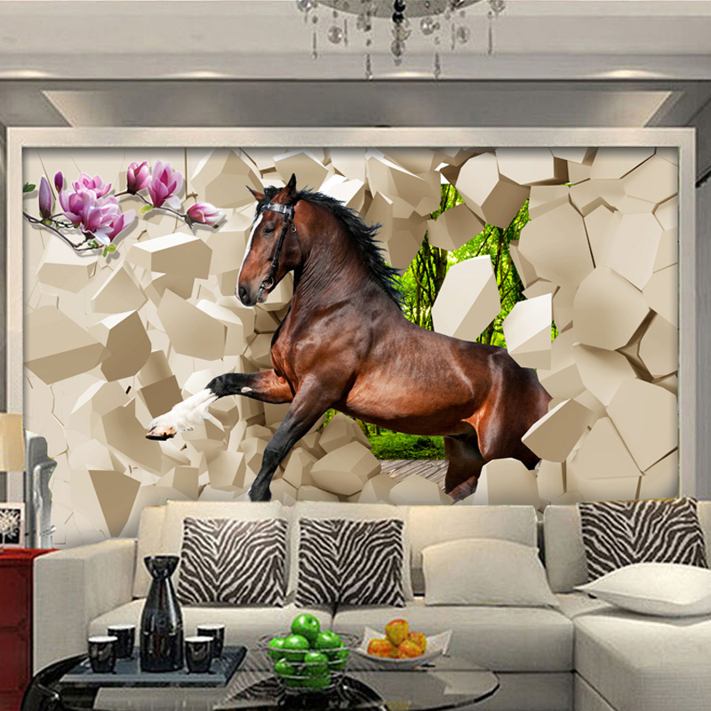 

Colomac Смешанный цвет, 3D Stereoscopic Horse Broken Wall Обои