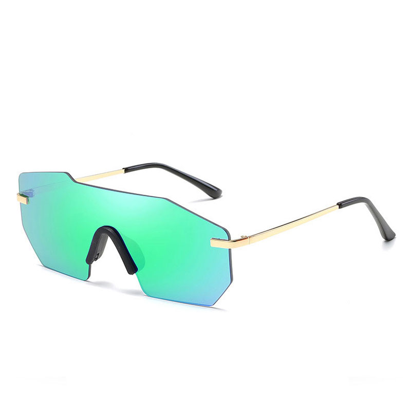 

LIKEU  NO6 Gold & Green Один размер, Солнцезащитные очки Rimless