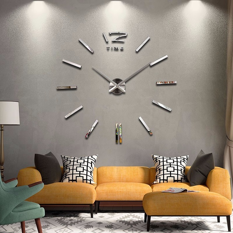 фото Большие настенные часы бескаркасные настенные часы настенные часы спальня suwumu серебристый цвет