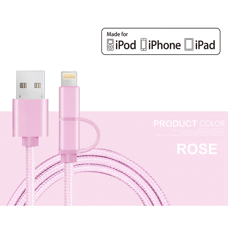 фото Кабель для iphone 5 6 7 usb zoxe розовый цвет 1m