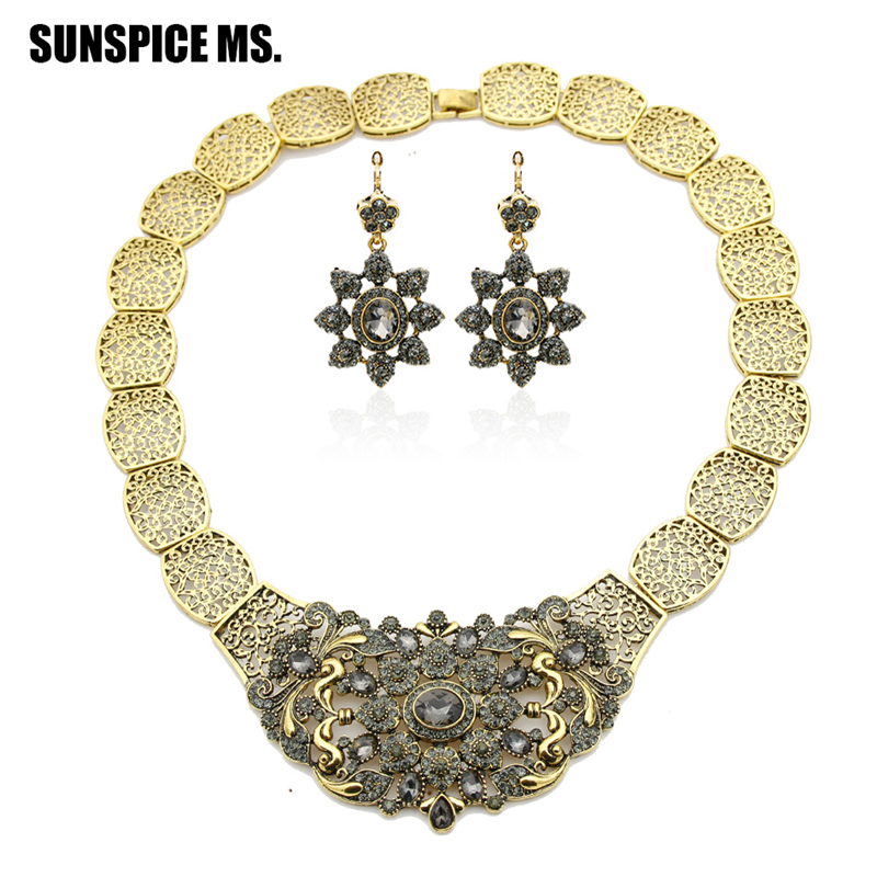 

SUNSPICE MS, Vintage Rhinestone мотаться серьги цветок ожерелье