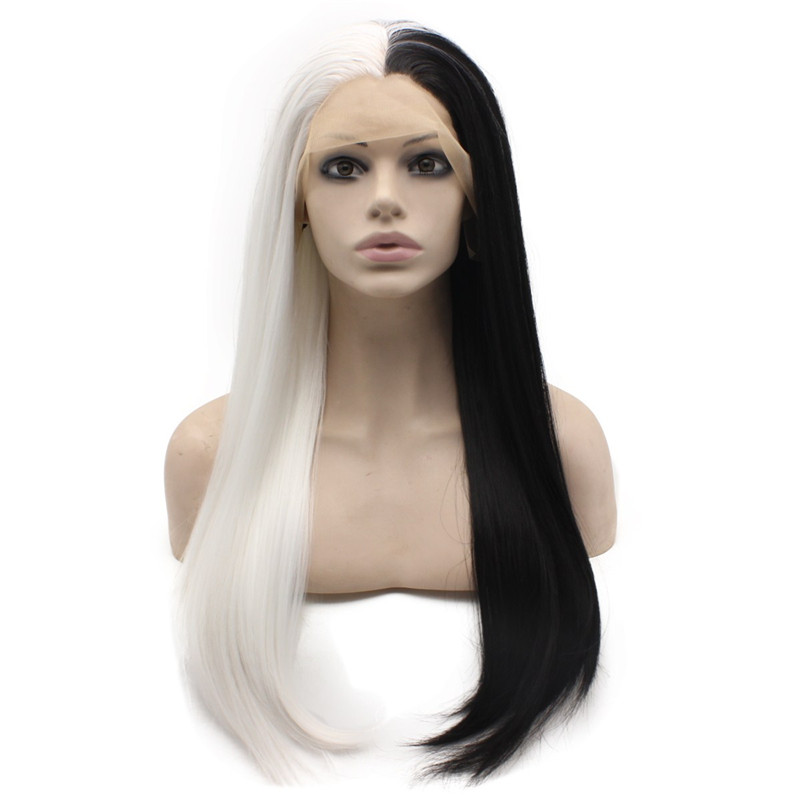 

half white black wig