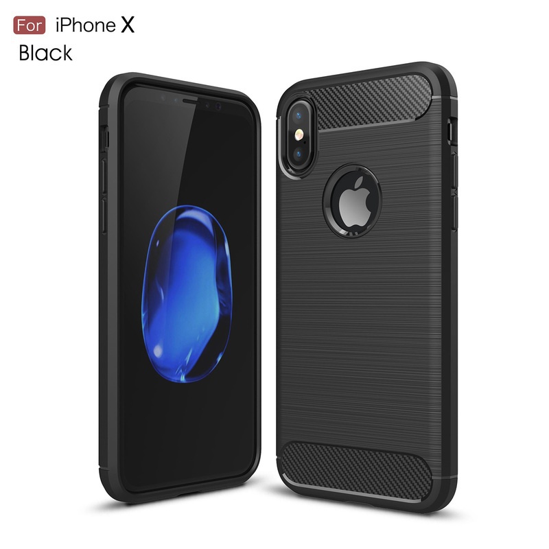 

KYKEO black iphone 7, Carbon Fiber Soft Silicone For iphone X case