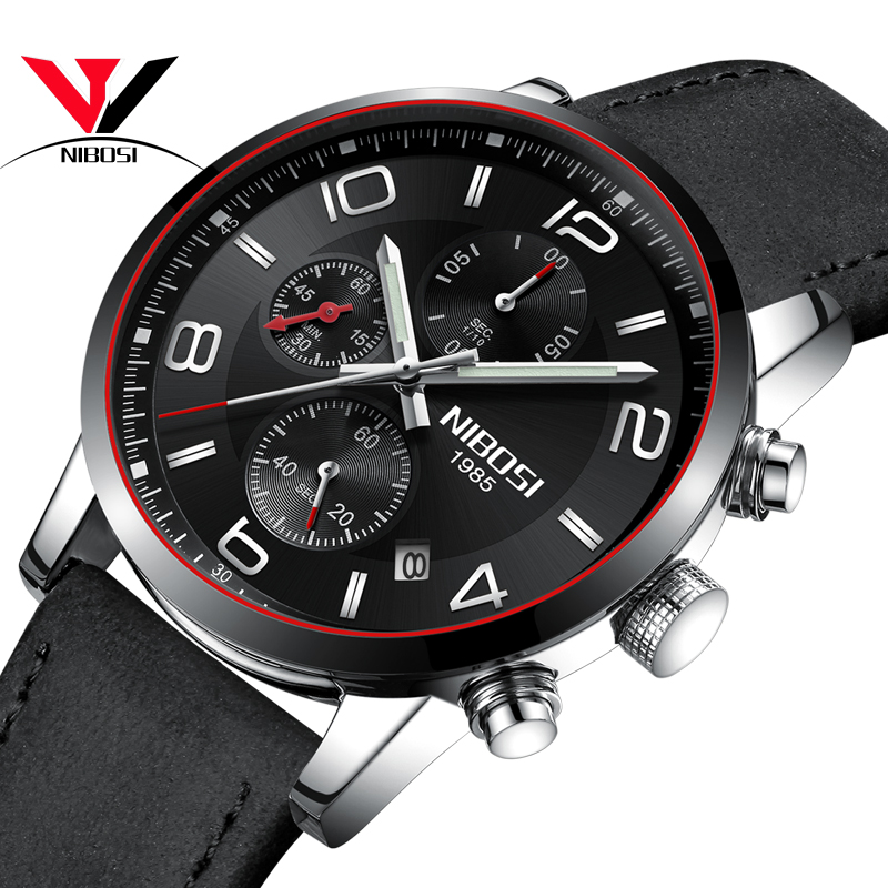 

NIBOSI Мужские наручные часы черного пояса, вахта wristwatch вахты