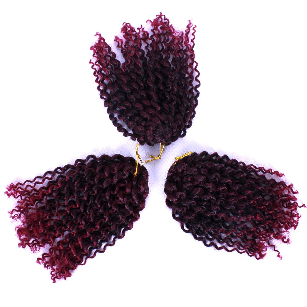 

T1BBurgundy 8дюймов, Afro kinky curly crochet braids