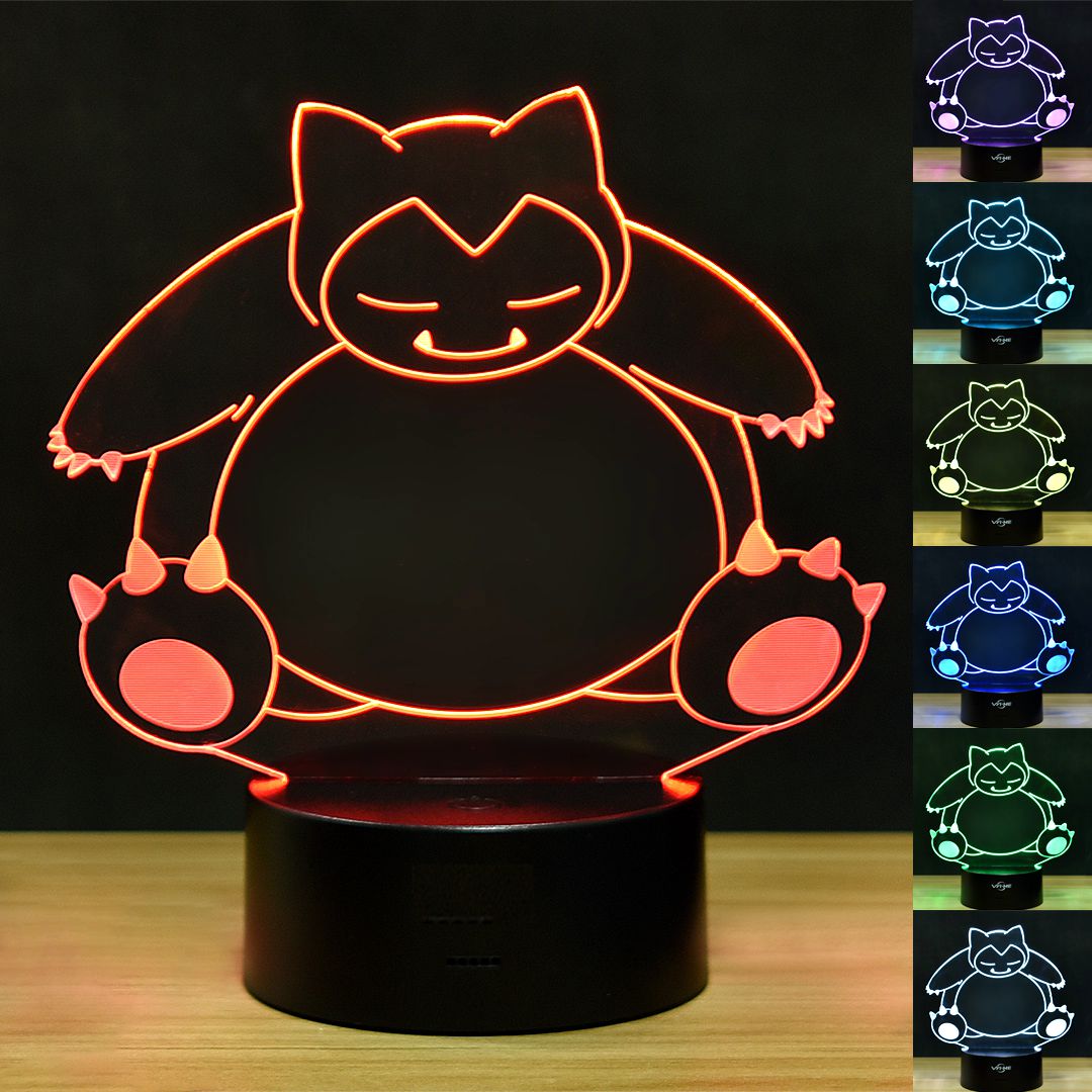 

Idee Monto, 3D Night Light Snorlax LED Touch Night Light 7 Color Pokemon Настольная лампа ос