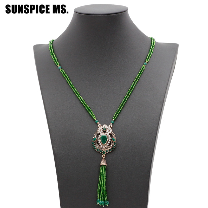 

SUNSPICE MS Зеленый, Vintage Strand Seed Bead Necklace