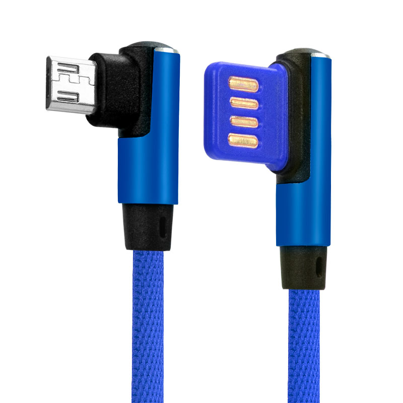 

Mzxtby синий 1M, Dual sided Micro USB data cable Portable 90 degree dual USB charger cable