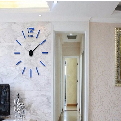 фото Большие настенные часы бескаркасные настенные часы настенные часы спальня suwumu синий цвет