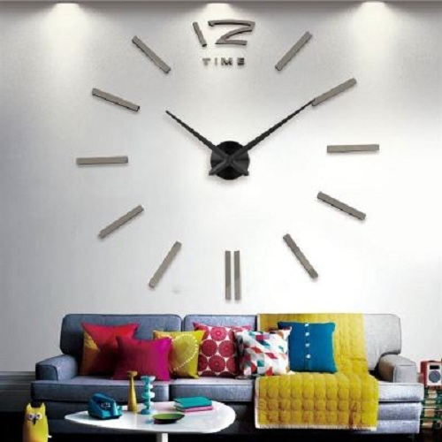 фото Большие настенные часы бескаркасные настенные часы настенные часы спальня suwumu серый цвет