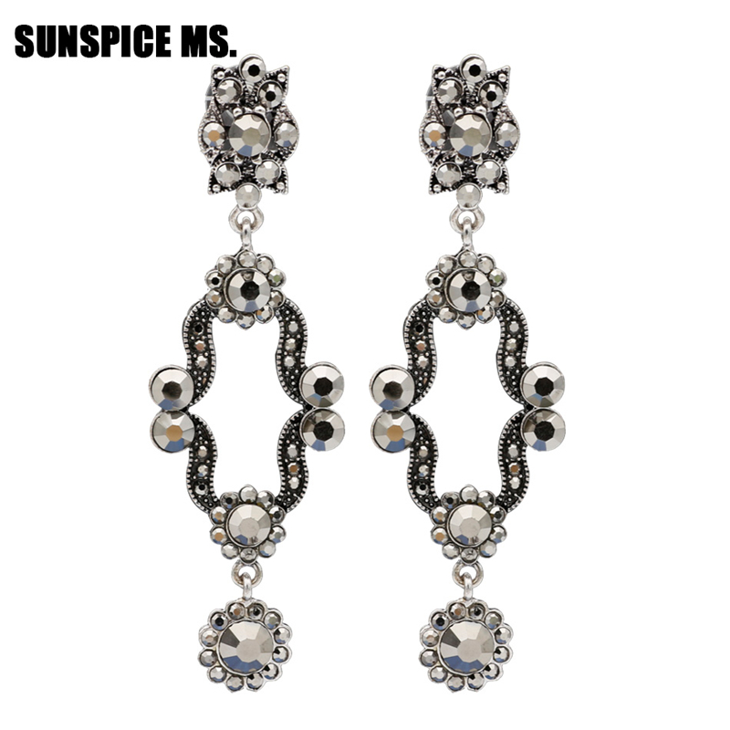 

SUNSPICE MS Серебряный, Длинные Rhinestone мотаться серьги