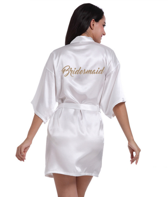 фото Короткое платье robe bride bridemaid silk satin кимоно для переодевания платье для халатов oye белый xl