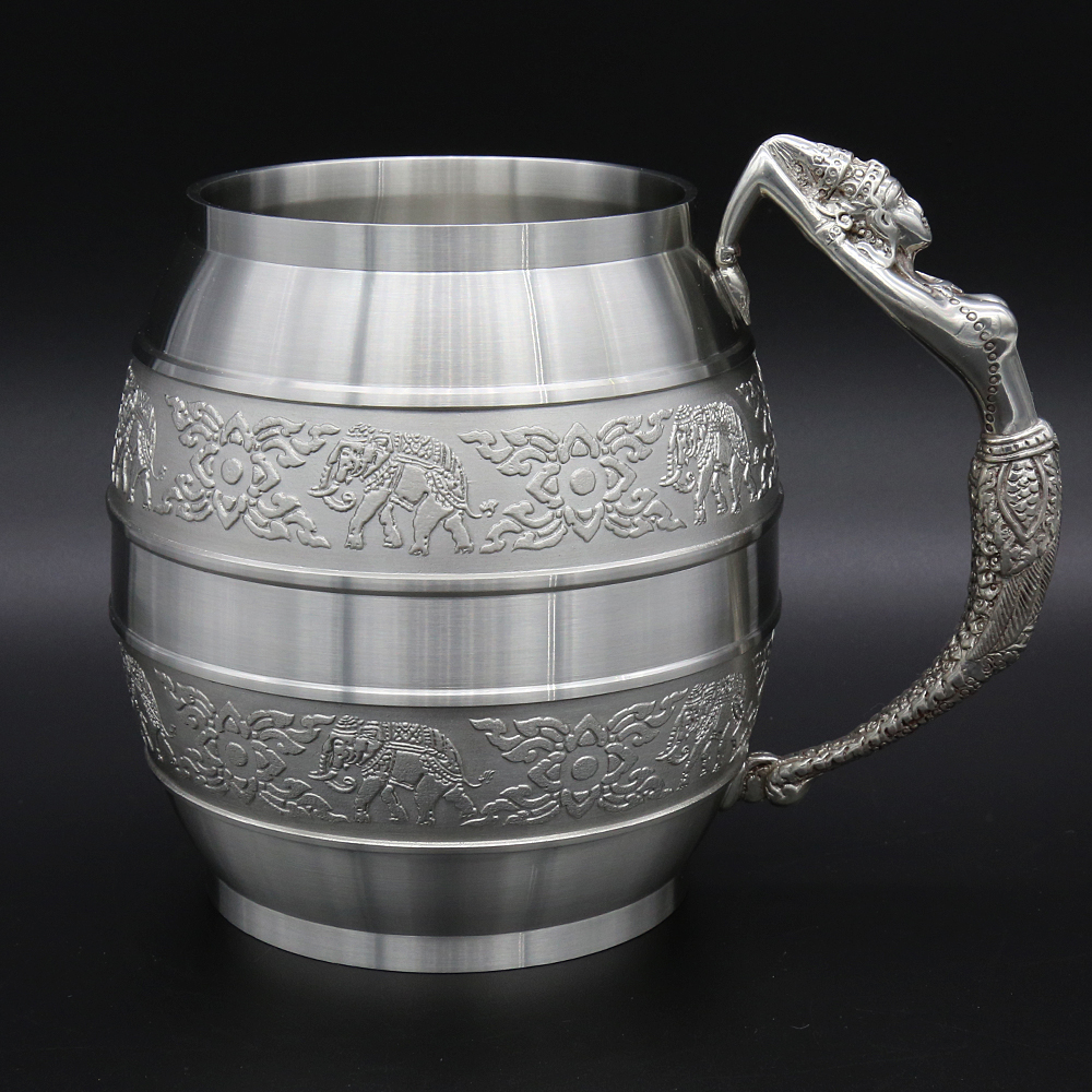 

Oriental Pewter Thailand Юго-Восточная Азия, oz Пивная кружка ручная работа кружка выстрел выгравированная оловянная пива стакан пиво пить пивная чашка